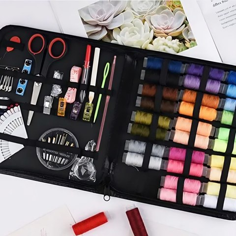 Przybornik krawiecki ogranizer na nici akcesoria w etui - 122 el.