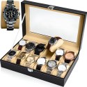 Pudełko organizer box na zegarki lub biżuterię 12 przegród - czarne