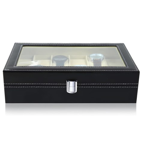 Pudełko organizer box na zegarki lub biżuterię 12 przegród - czarne