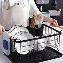 Suszarka do naczyń ociekacz metalowy z pojemnikiem na sztućce tacką - czarny