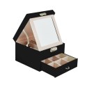 Szkatułka pudełko organizer na biżuterię z lusterkiem szufladą - czarny