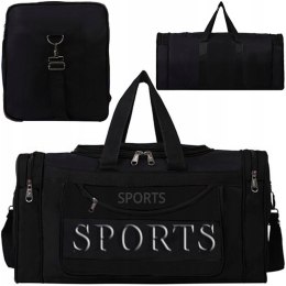 Torba podróżna sportowa na ramię 3 kieszenie - czarna