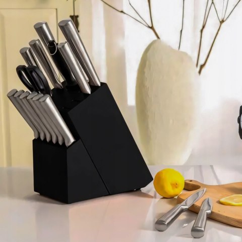 Zestaw noży kuchennych stalowych w bloku - 16 el.