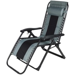 LEŻAK OGRODOWY SKŁADANY WIELOFUNKCYJNY 162X52/65X110CM CZARNO SZARY