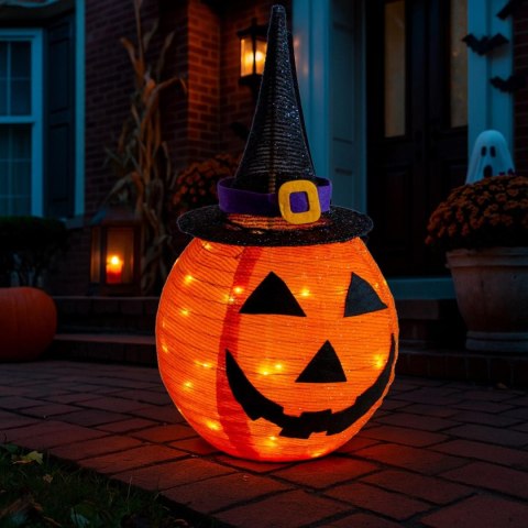 DYNIA DEKORACYJNA Z KAPELUSZEM 68CM HALLOWEEN 30LED DYNIA DEKORACYJNA Z KAPELUSZEM 68CM HALLOWEEN 30LED