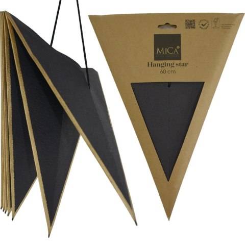 GWIAZDA DEKORACYJNA WISZĄCA PAPIEROWA FSC 18x60CM CZARNA 7 RAMION MICA GWIAZDA DEKORACYJNA WISZĄCA PAPIEROWA FSC 18x60CM CZARNA 7 RAMION MICA