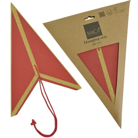 GWIAZDA DEKORACYJNA WISZĄCA PAPIEROWA FSC 18x60CM CZERWONA 7 RAMION MICA GWIAZDA DEKORACYJNA WISZĄCA PAPIEROWA FSC 18x60CM CZERWONA 7 RAMION MICA
