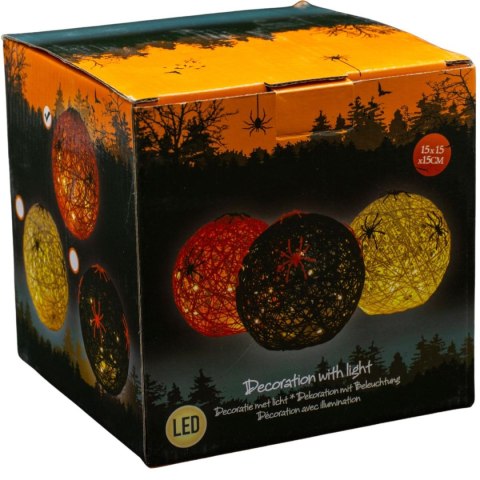 KULA DEKORACYJNA LAMPKA Z PAJĄKIEM LED 15CM HALLOWEEN CZARNY KULA DEKORACYJNA LAMPKA Z PAJĄKIEM LED 15CM HALLOWEEN CZARNY