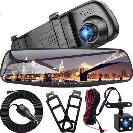 Wideorejestrator samochodowy z kamerą cofania w lusterku FULL HD TF