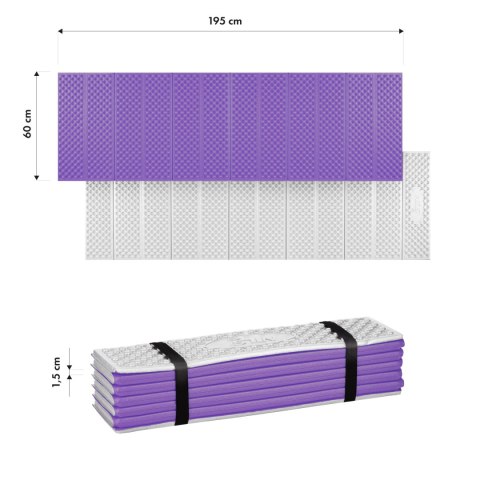NC17103 KARIMATA SKŁADANA TURYSTYCZNA Z PODBICIEM ALUMINIOWYM + XPE 195 CM FIOLETOWA NILS CAMP