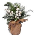 Dekoracja świąteczna stroik choinka w jucie śnieżna 34 cm