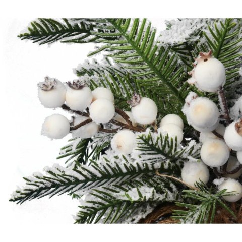 Dekoracja świąteczna stroik choinka w jucie śnieżna 34 cm