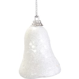 Komplet 6 Białych Opalizujących Dzwonków Styropianowych 7 cm do Zawieszenia