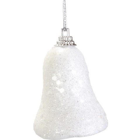 Komplet 6 Białych Opalizujących Dzwonków Styropianowych 7 cm do Zawieszenia