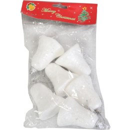 Komplet 6 Białych Opalizujących Dzwonków Styropianowych 7 cm do Zawieszenia