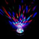 Kula Dyskotekowa - Żarówka LED Projektor Disco RGB, Obrotowa Głowica, E27, 15 cm, Zasilanie Sieciowe.