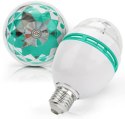 Kula Dyskotekowa - Żarówka LED Projektor Disco RGB, Obrotowa Głowica, E27, 15 cm, Zasilanie Sieciowe.