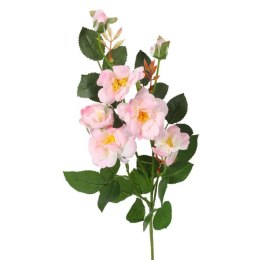 Sztuczna Gałązka Róż w Kolorze Jasno Różowym (5 Róż + 2 Pąki, 72 cm)