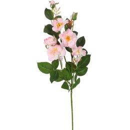 Sztuczna Gałązka Róż w Kolorze Jasno Różowym (5 Róż + 2 Pąki, 72 cm)