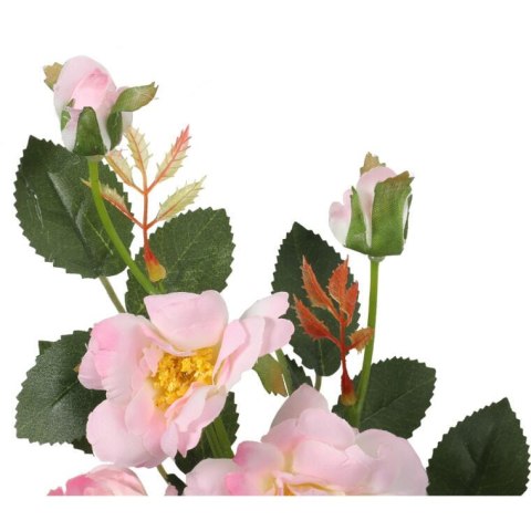 Sztuczna Gałązka Róż w Kolorze Jasno Różowym (5 Róż + 2 Pąki, 72 cm)