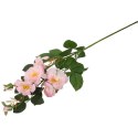 Sztuczna Gałązka Róż w Kolorze Jasno Różowym (5 Róż + 2 Pąki, 72 cm)
