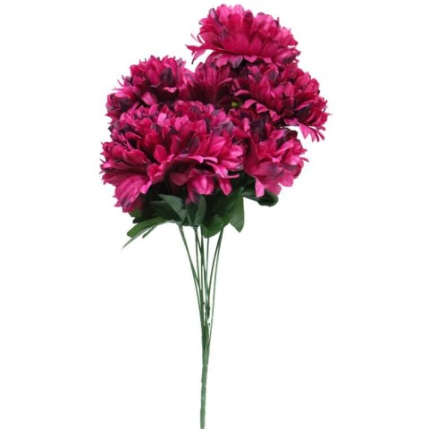 Sztuczny Bukiet 9 Bordowych Chryzantem 58cm Wysokiej Jakości