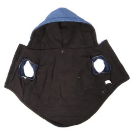 Wodoodporna Kurtka Zimowa dla Psa Rozmiar L, Kolor Niebiesko-Czarny, z Kapturem i Otworem na Smycz