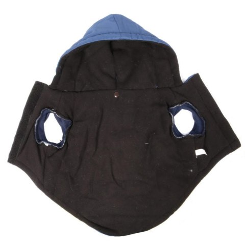 Wodoodporna Kurtka Zimowa dla Psa Rozmiar L, Kolor Niebiesko-Czarny, z Kapturem i Otworem na Smycz