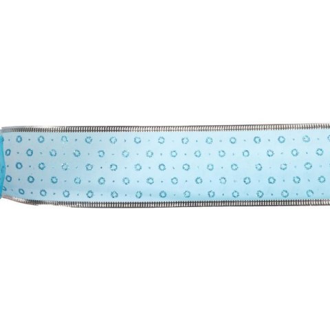Wstążka dekoracyjna świąteczna błękitno srebrna 5 cm x 2,7 m