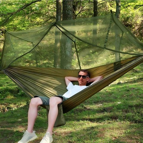 Hamak dwuosobowy turystyczny survivalowy z moskitierą 260 x 140 cm