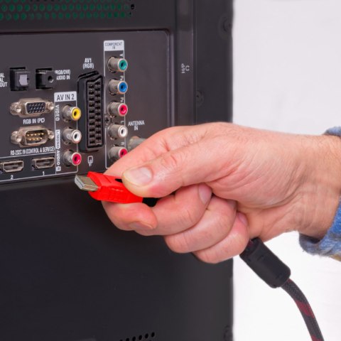 Kabel przewód HDMI FullHD 4K 3D 2.7 m - czarno czerwony