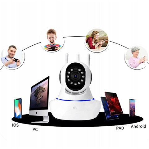 Kamera wewnętrzna niania do monitoringu z detekcją ruchu obrotowa Wi-Fi