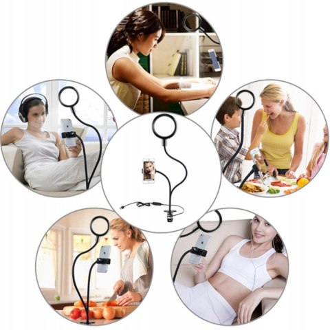 Lampa LED z uchwytem do telefonu selfie mocowana na klips