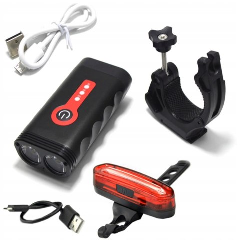 Lampka rowerowa akumulatorowa przód tył 4 tryby 4400 mAh - 2 szt.