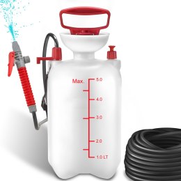 Opryskiwacz ogrodowy ręczny ciśnieniowy 5 l - biało czerwony