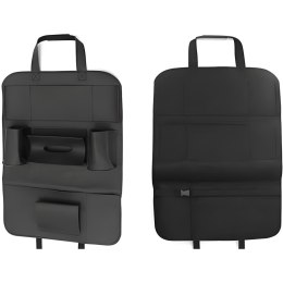 Organizer ochraniacz na fotel samochodowy 7 przegród eko skórka - czarny