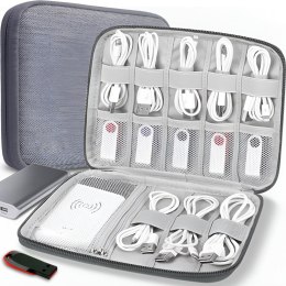 Organizer podróżny etui na kable przewody ładowarki 8 przegród