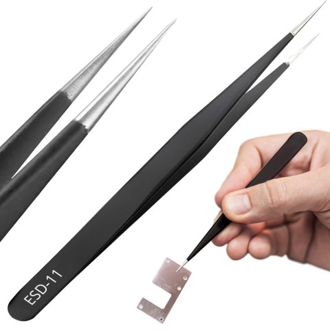 Pęseta antymagnetyczna stalowa ESD-11 14 cm - 10 szt.