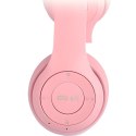 Słuchawki bezprzewodowe dla dzieci FM Bluetooth świecące LED SD kot - różowe