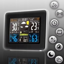 Stacja pogody bezprzewodowa termometr higrometr barometr data alarm LCD