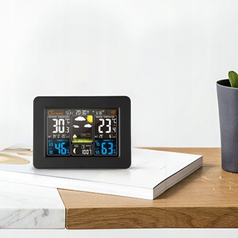 Stacja pogody bezprzewodowa termometr higrometr barometr data alarm LCD