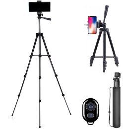Statyw tripod z uchwytem na telefon pilotem Bluetooth 35-103 cm