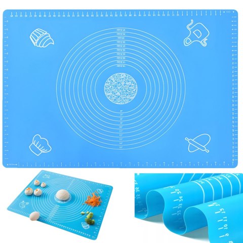 Stolnica mata silikonowa do ciasta z miarką 65 x 45 cm