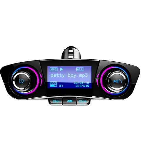 Transmiter samochodowy FM 8w1 Bluetooth TF/SD LCD do gniazda zapalniczki