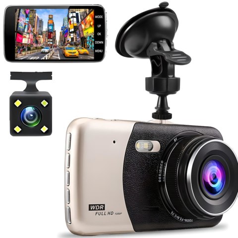 Wideorejestrator samochodowy z kamerą cofania Full HD TF