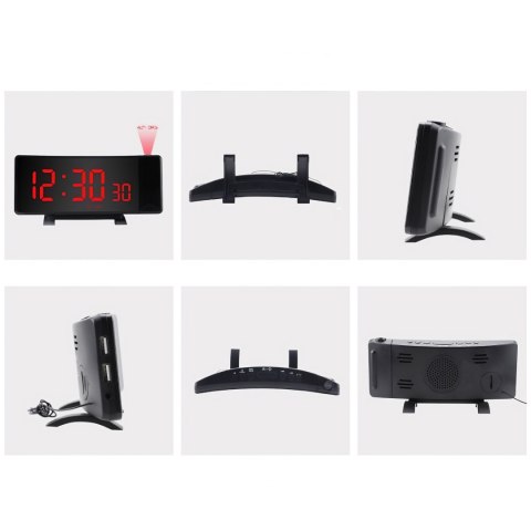 Zegar budzik z projektorem 10 stopni głośności ekran 8''