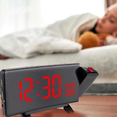 Zegar budzik z projektorem 10 stopni głośności ekran 8''