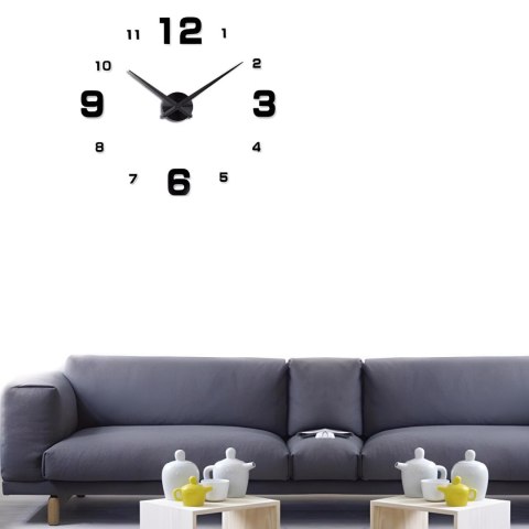 Zegar ścienny 3D nowoczesny przyklejany XXL śr. 70-130 cm - czarny