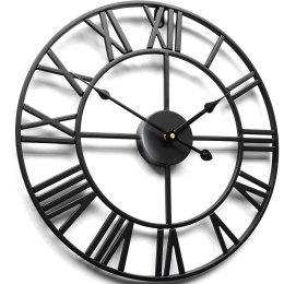 Zegar ścienny retro cyfry rzymskie LOFT śr. 50 cm - czarny