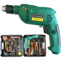 Zestaw narzędzi z wiertarką udarową młotek kombinerki wiertła 550 W - 37 el.